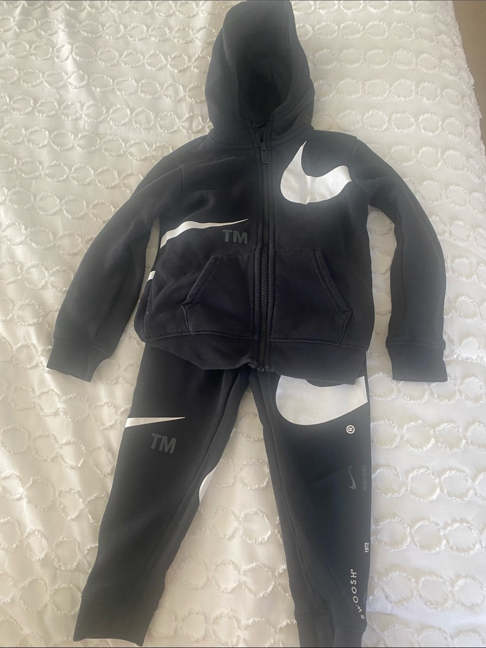 Nike Kids Black Hoodie & Joggers Set with White Swoosh